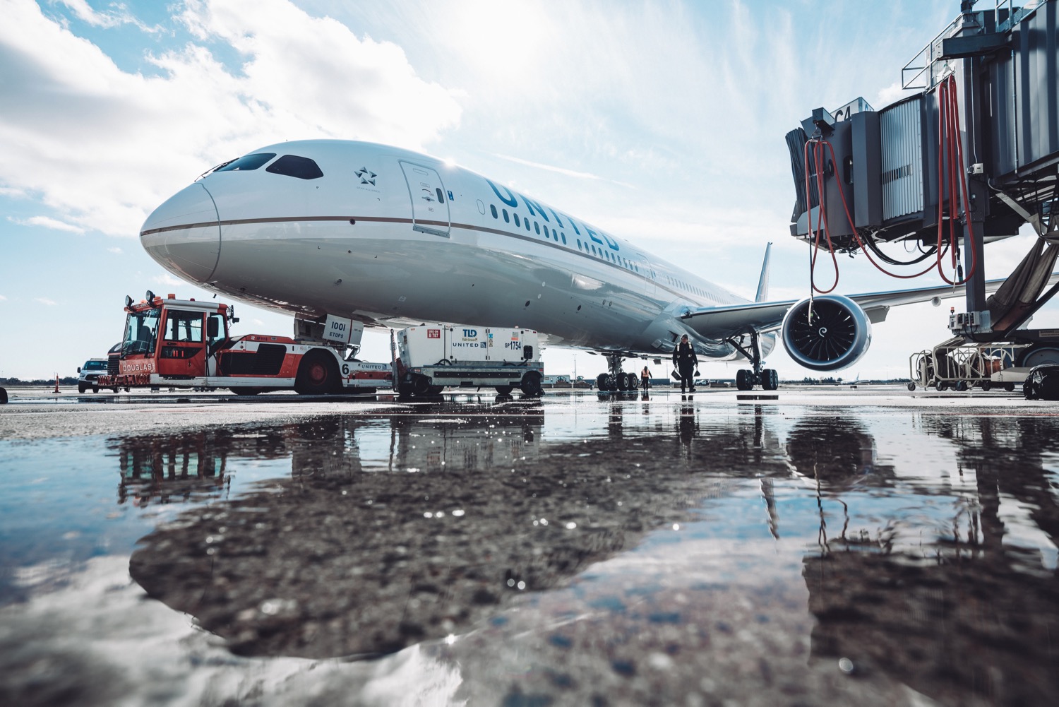 a plane on the runway