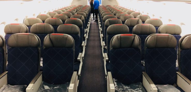 a row of seats in an airplane