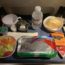food on a tray on a plane