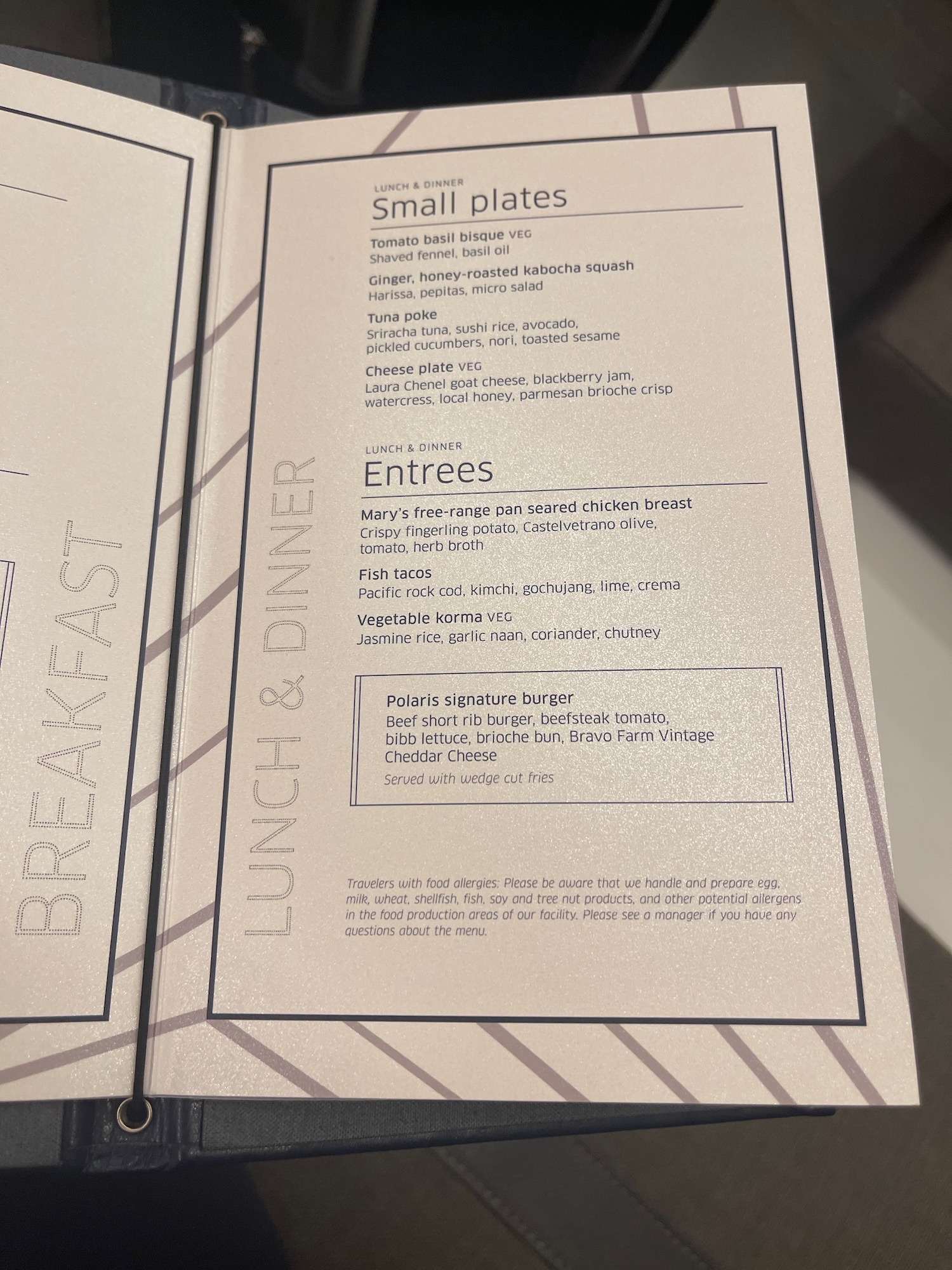 a menu of a restaurant