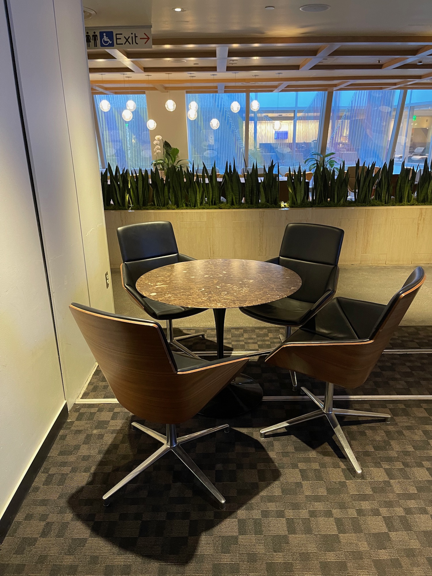 a table and chairs in a room