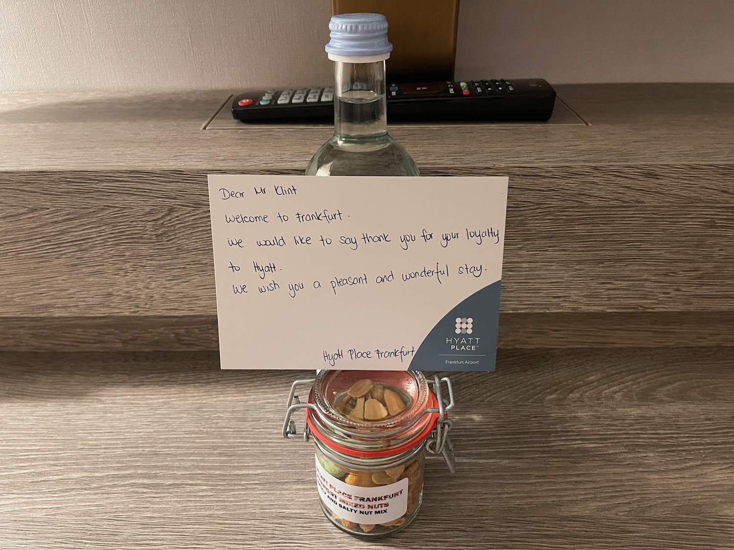 a glass jar with a note on it