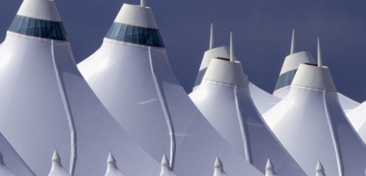 a group of white tents