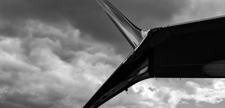 the wing of an airplane