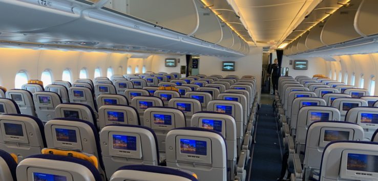 an airplane with rows of seats