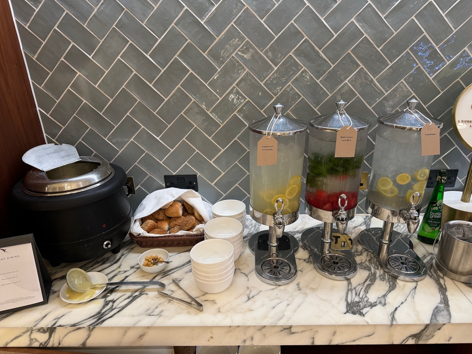 a group of drinks on a table