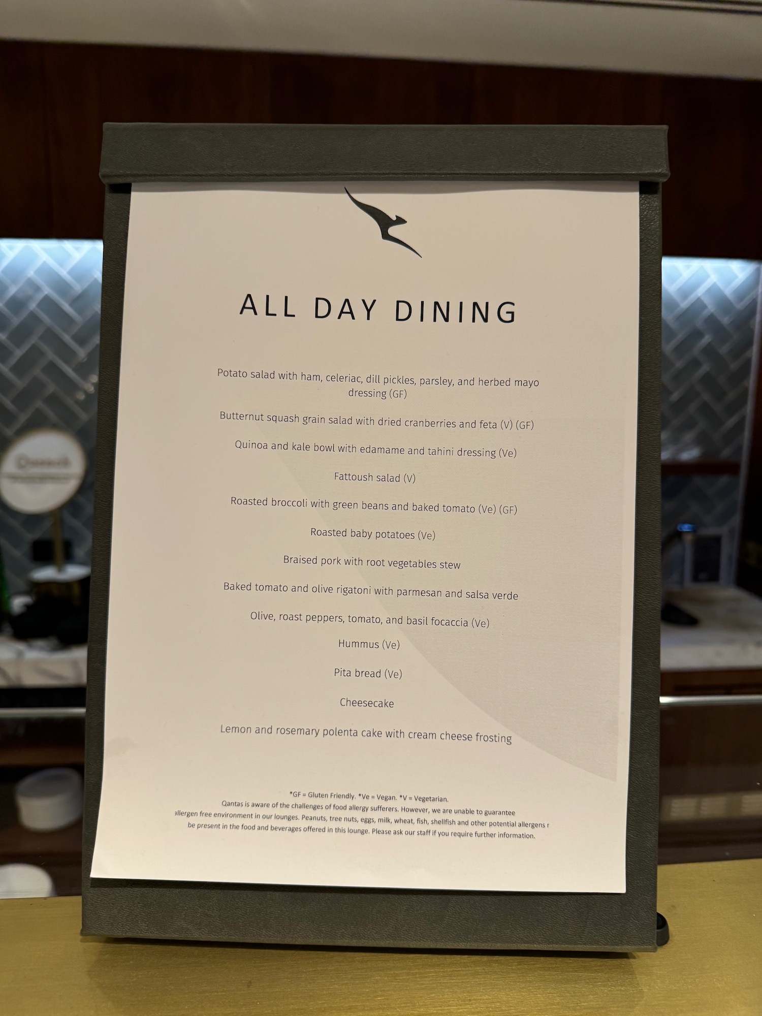 a menu on a table