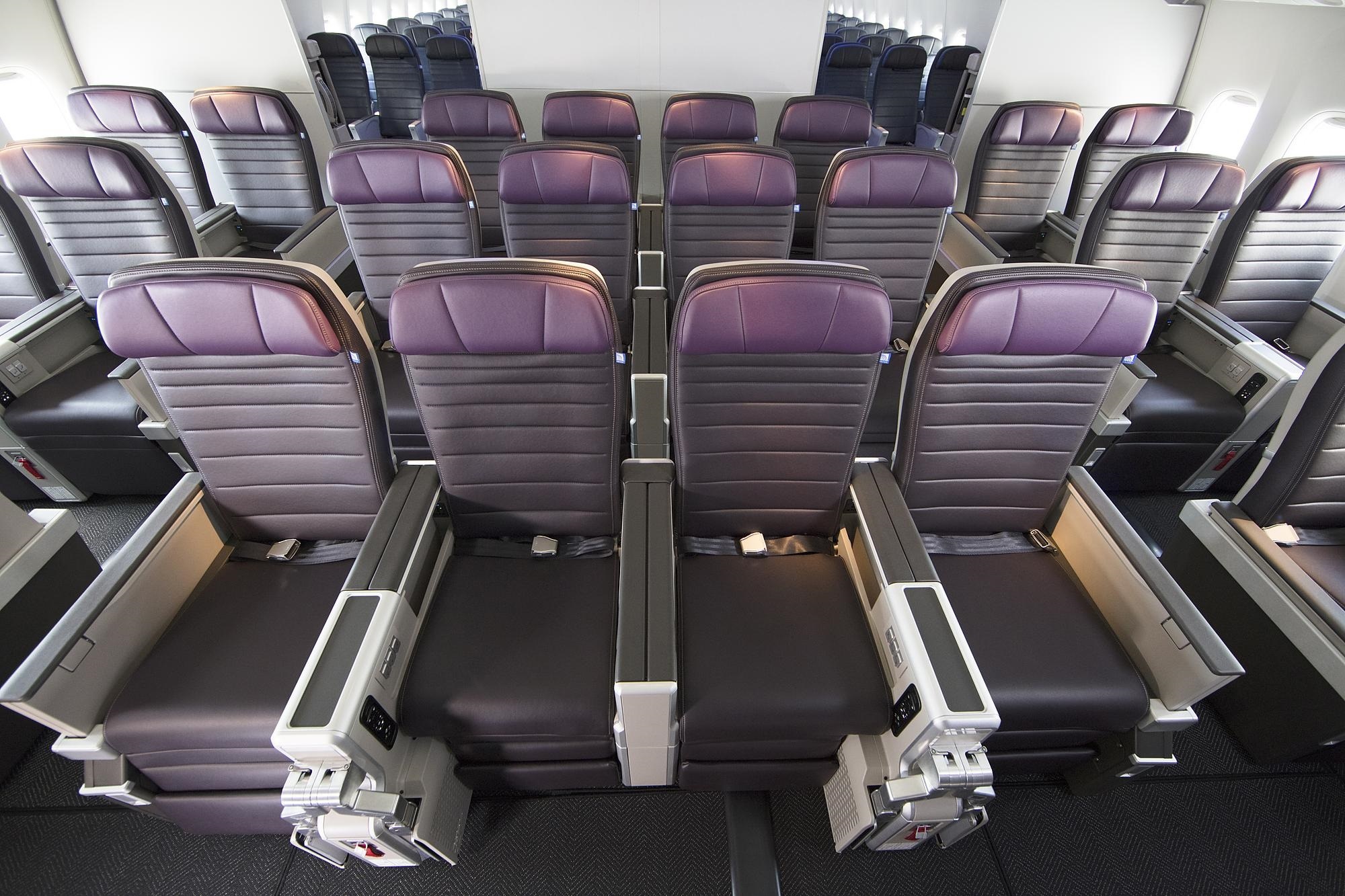 a row of seats in an airplane