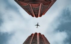 a plane flying in the sky