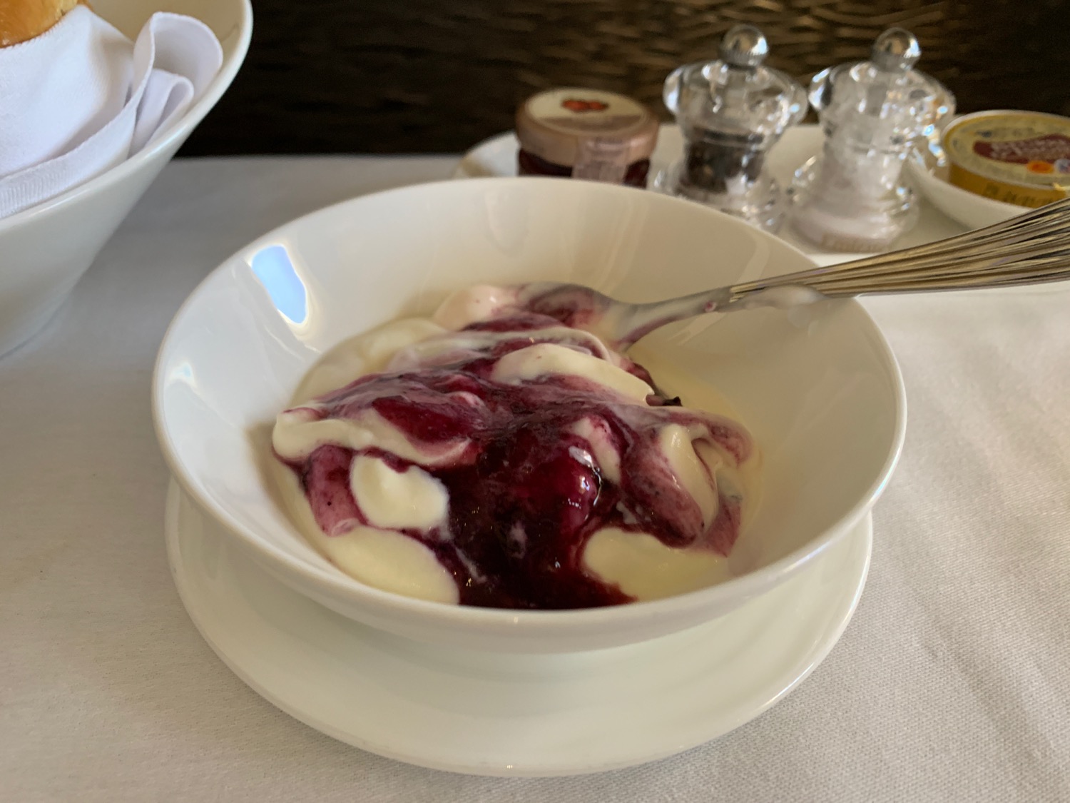 a bowl of food with a spoon