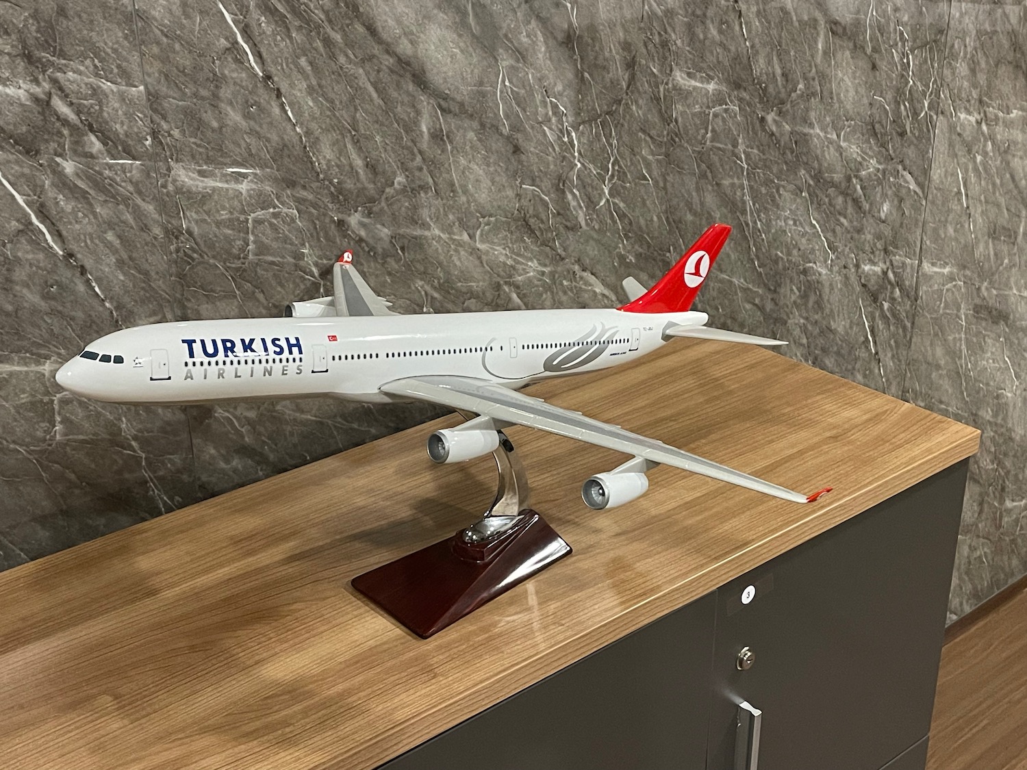 a model airplane on a desk