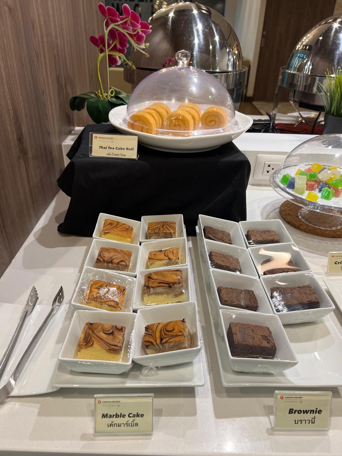 a table with different desserts