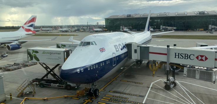 an airplane parked at an airport