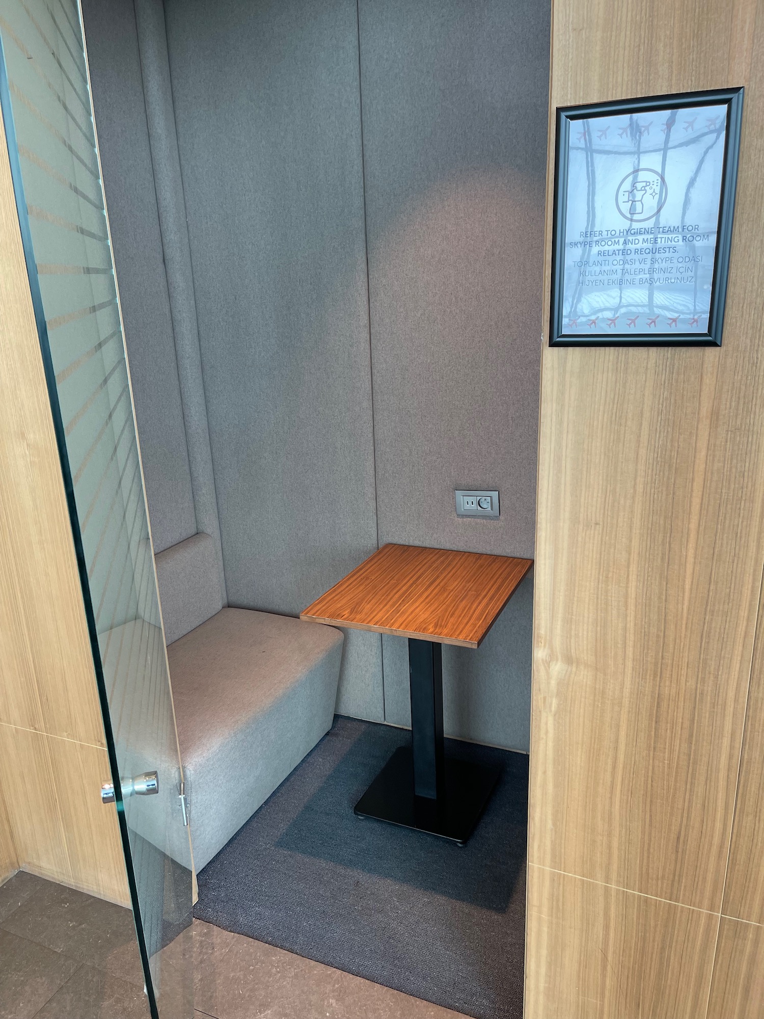 a small table in a booth