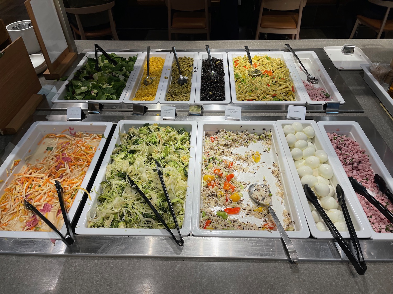 a buffet with different types of food