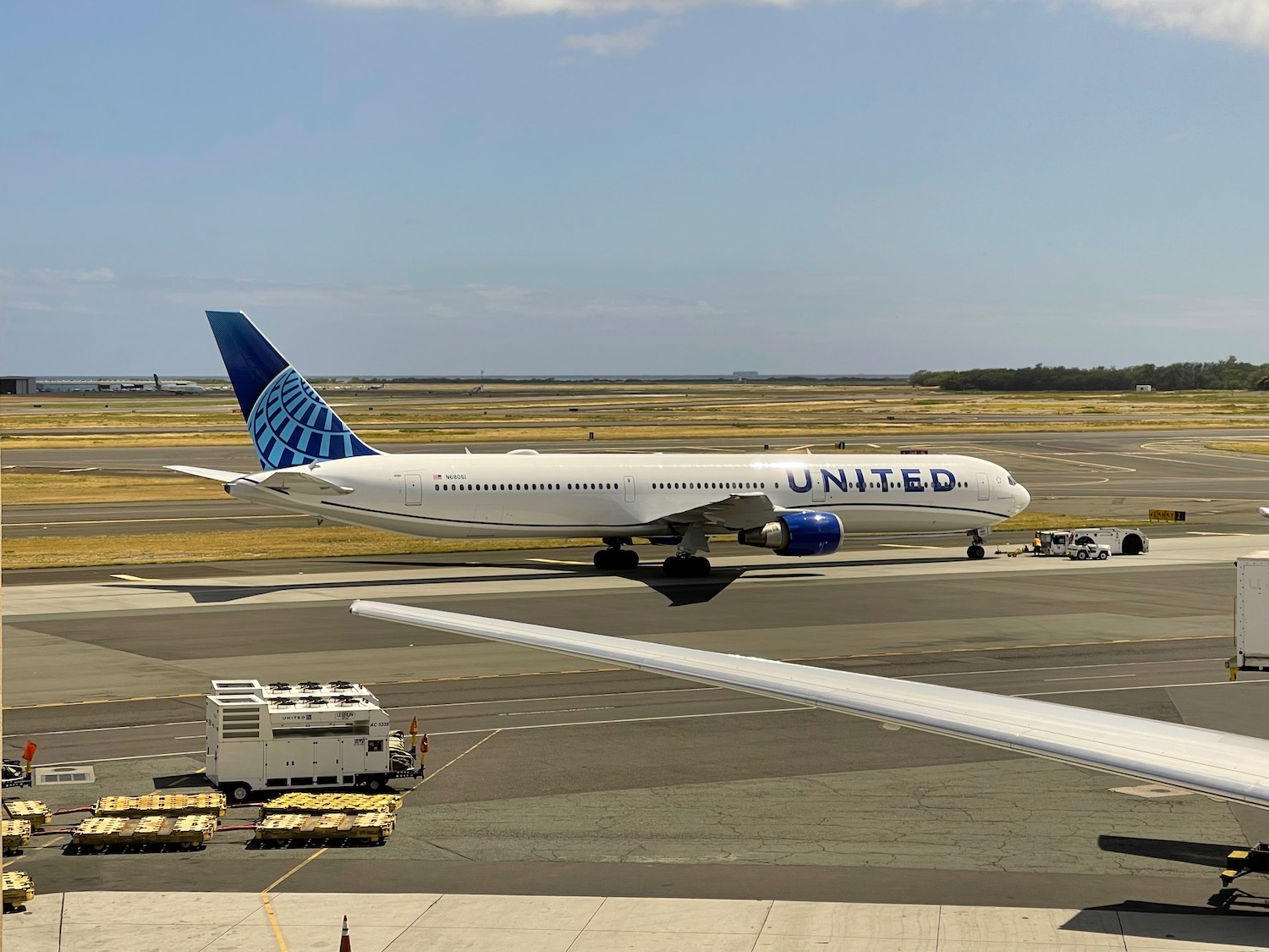 a plane on the runway