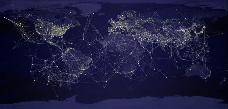 a map of the world with lights