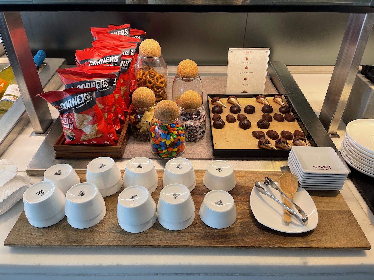 a tray of food and snacks