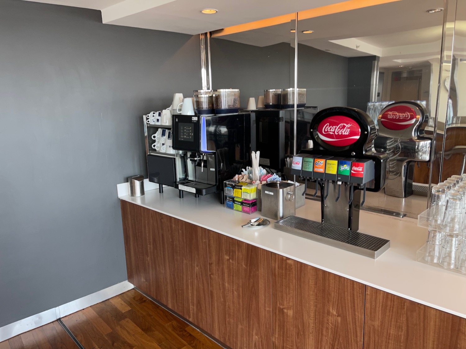 a coffee machine and a dispenser