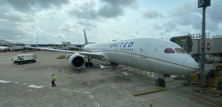 a plane parked at an airport