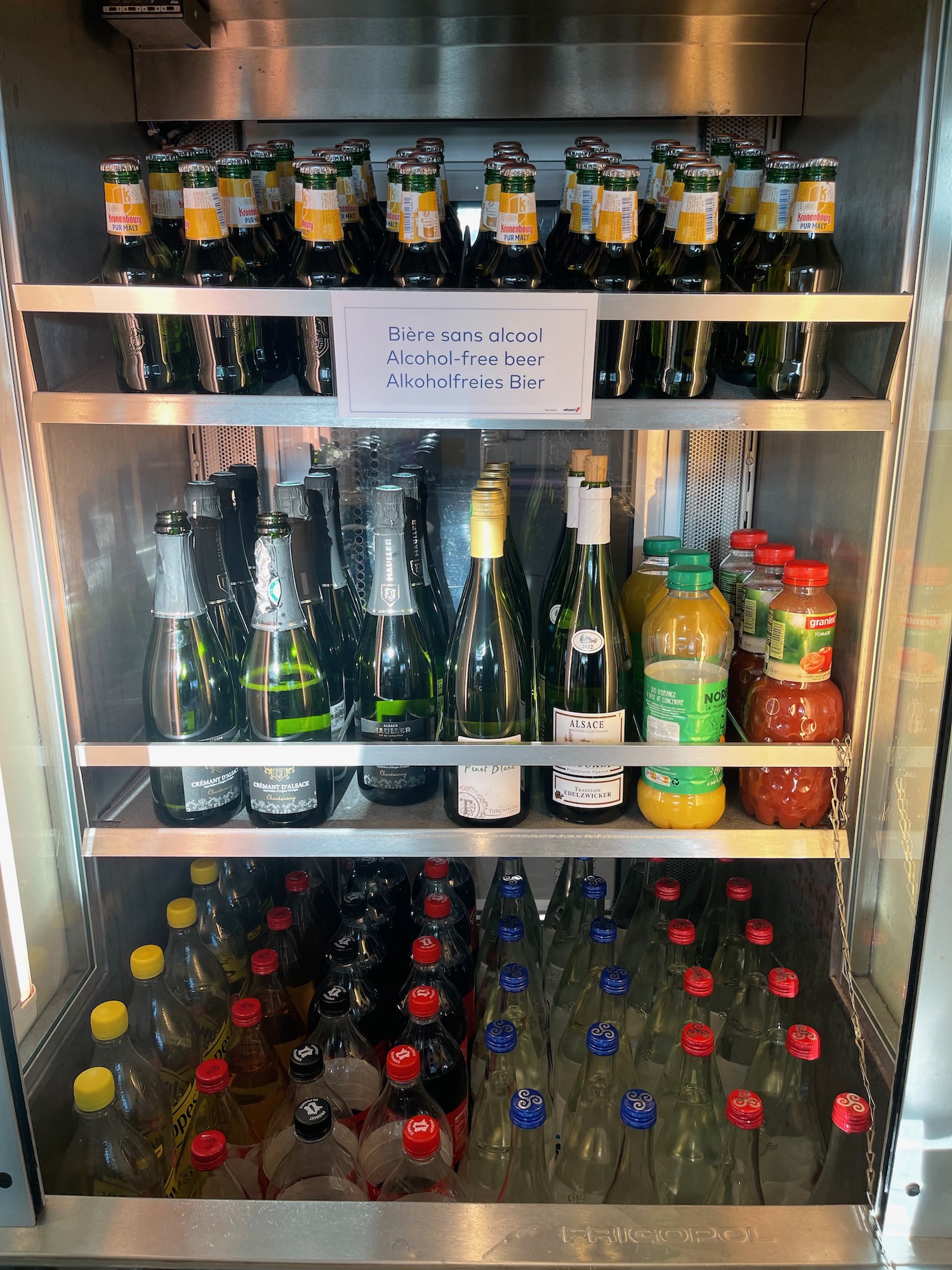 a refrigerator full of drinks