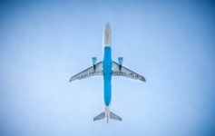 an airplane flying in the sky