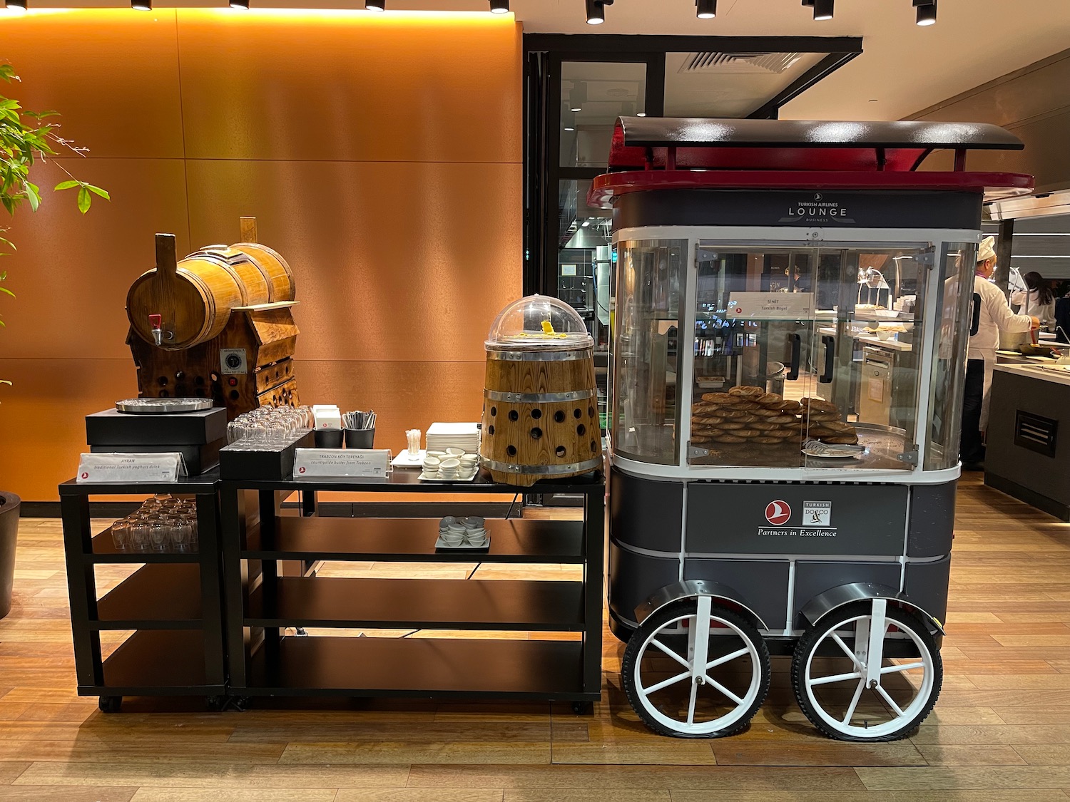 a food cart and a machine