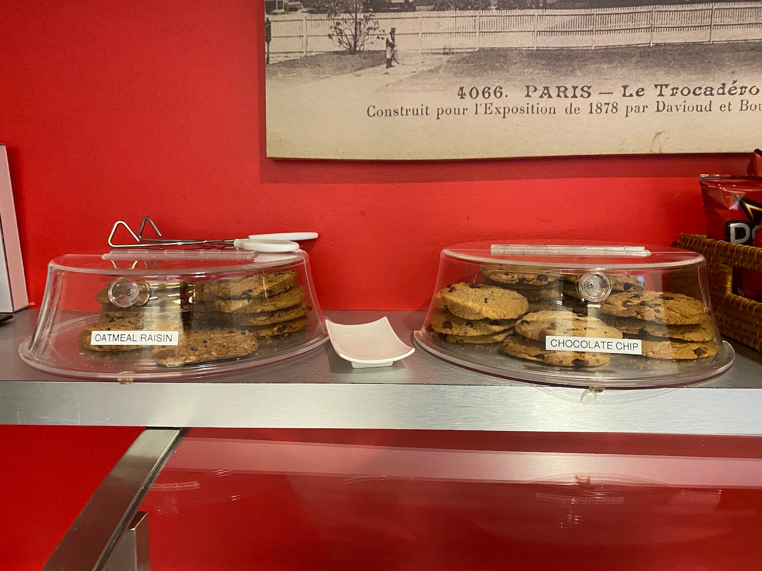 a trays of cookies on a shelf