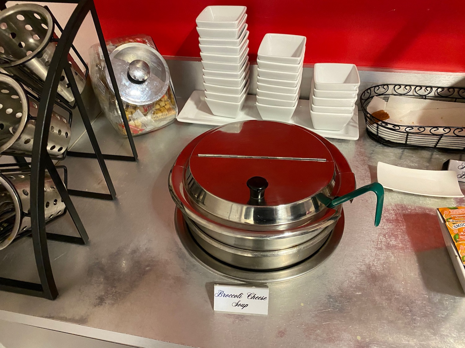 a metal container on a counter