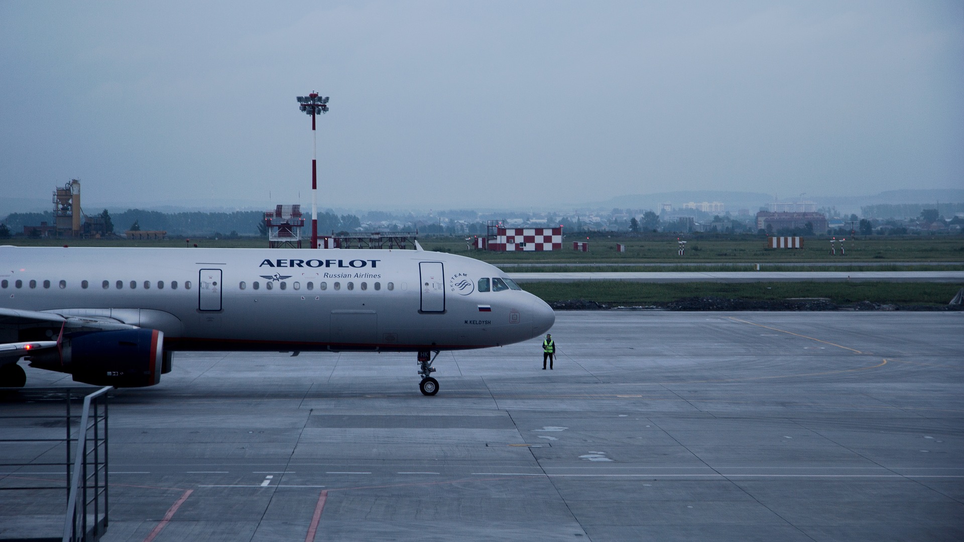 a plane on the runway