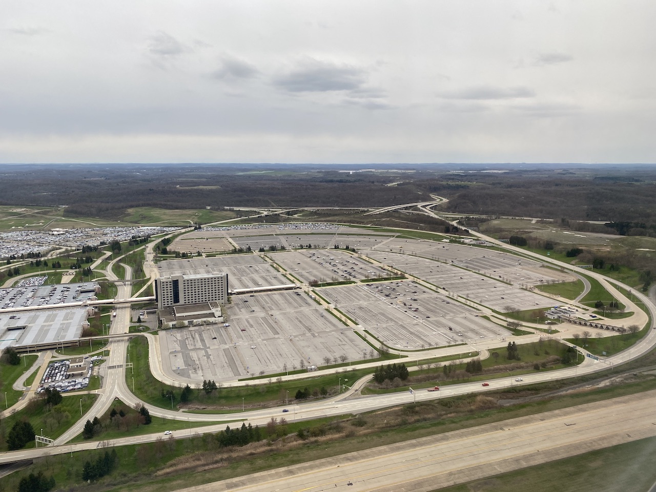 Empty parking lots at PIT