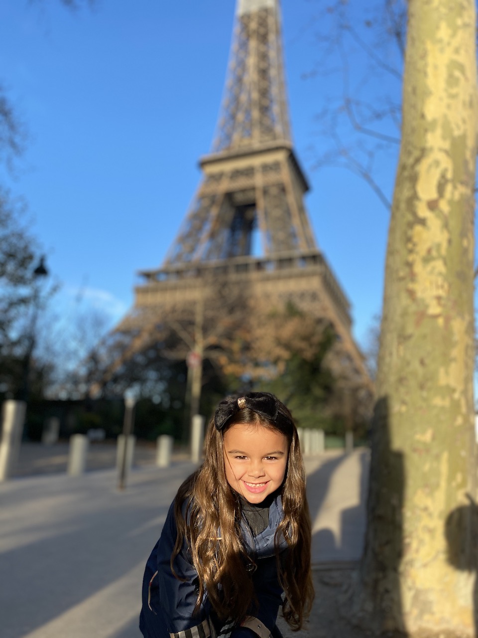 Lucy living her best life in the shadow of the Eiffel