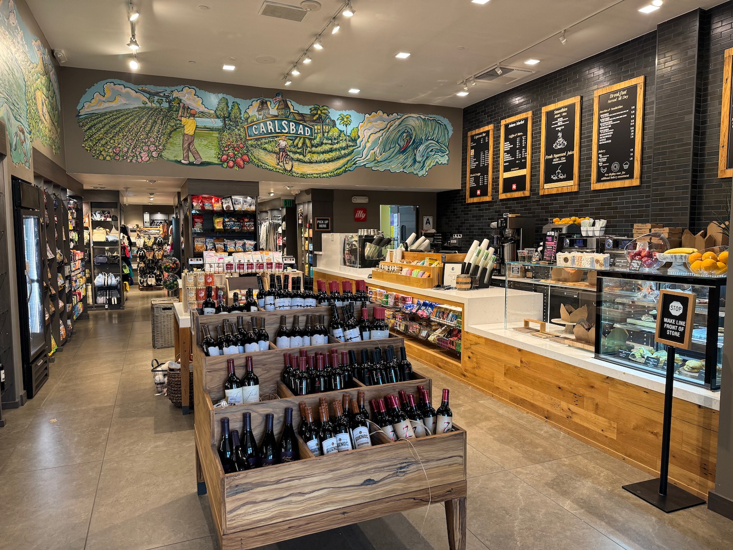 a store with shelves of wine and drinks