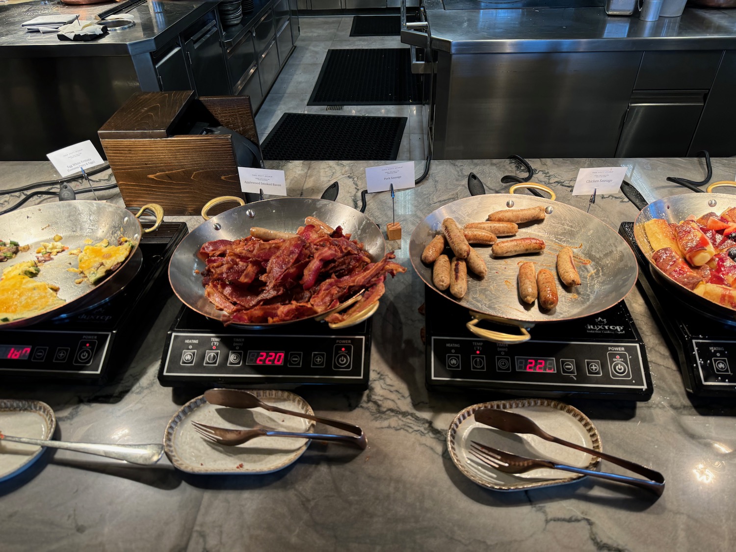 a pans of food on a counter