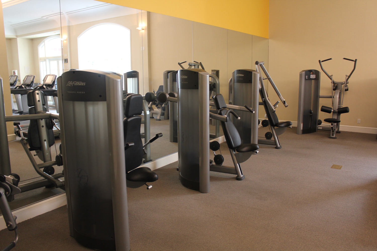 a gym with exercise equipment