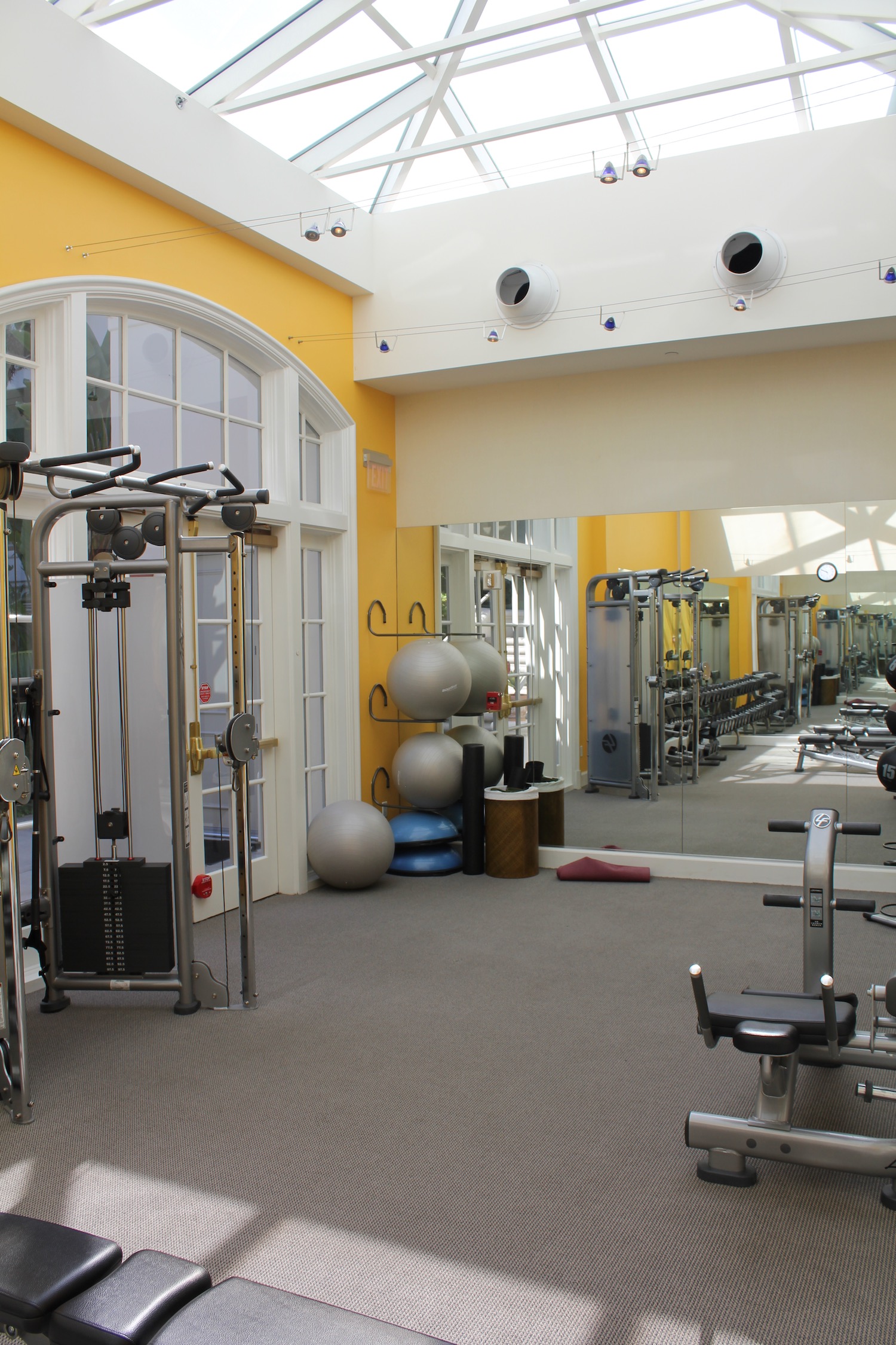 a gym with exercise equipment