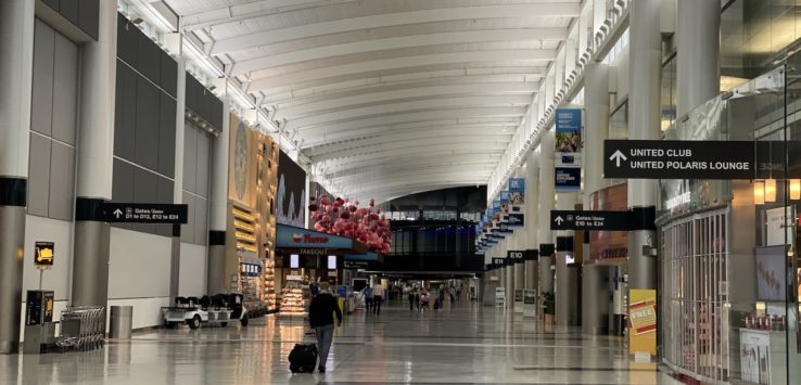 Terminal E in Houston at normally peak times