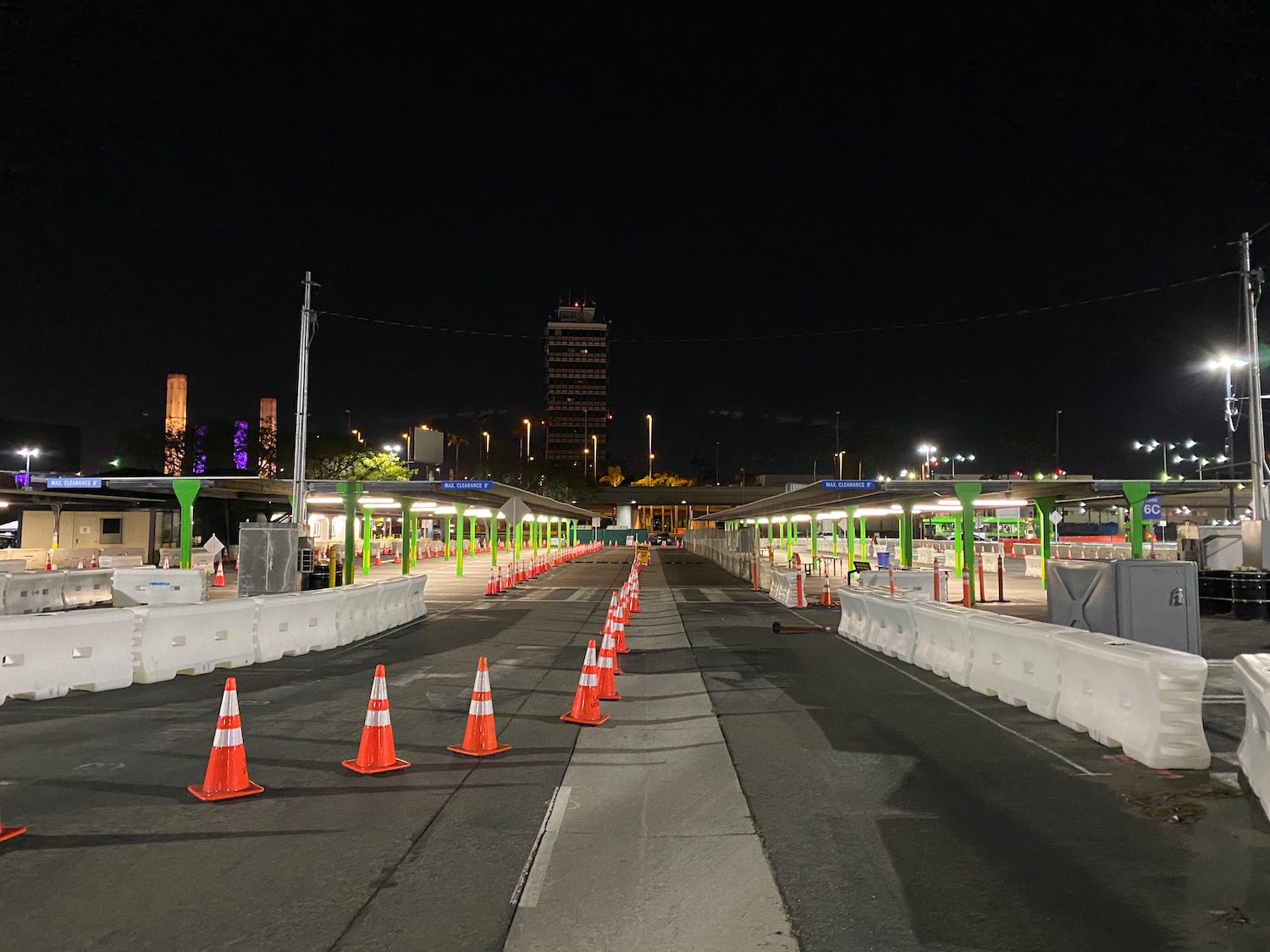 a road with orange cones on it