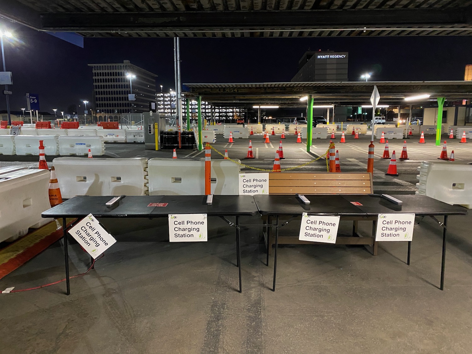 a table with signs on it