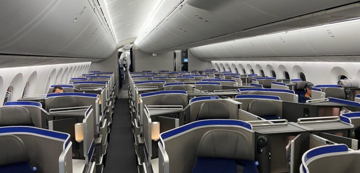 an airplane with seats and windows