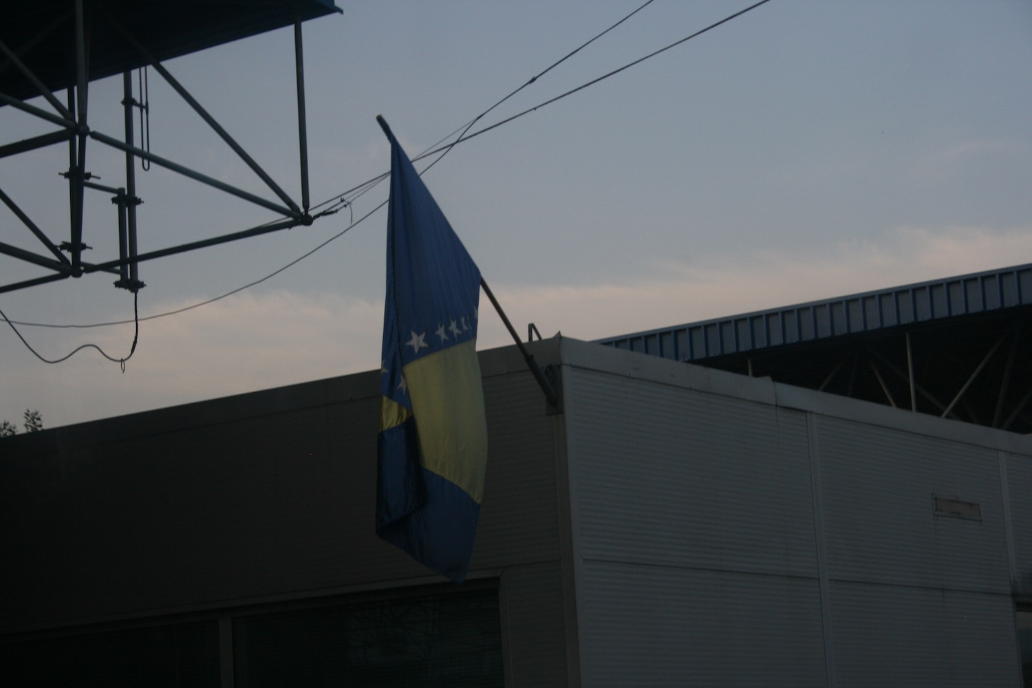 a flag on a building