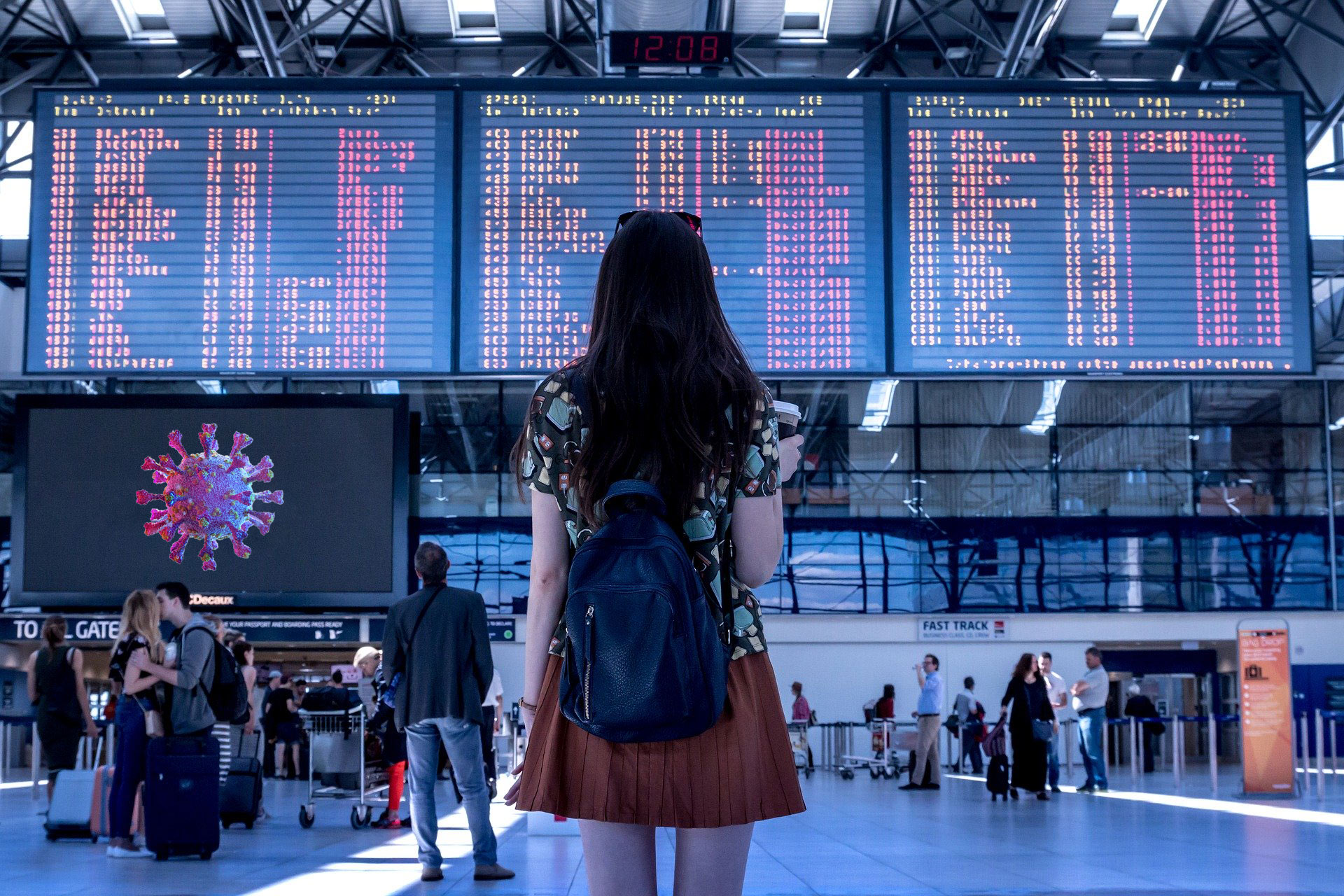 a woman looking at a digital screen