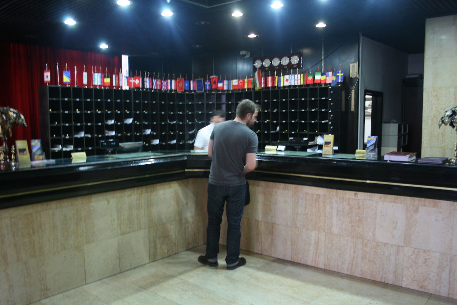 a man standing at a counter