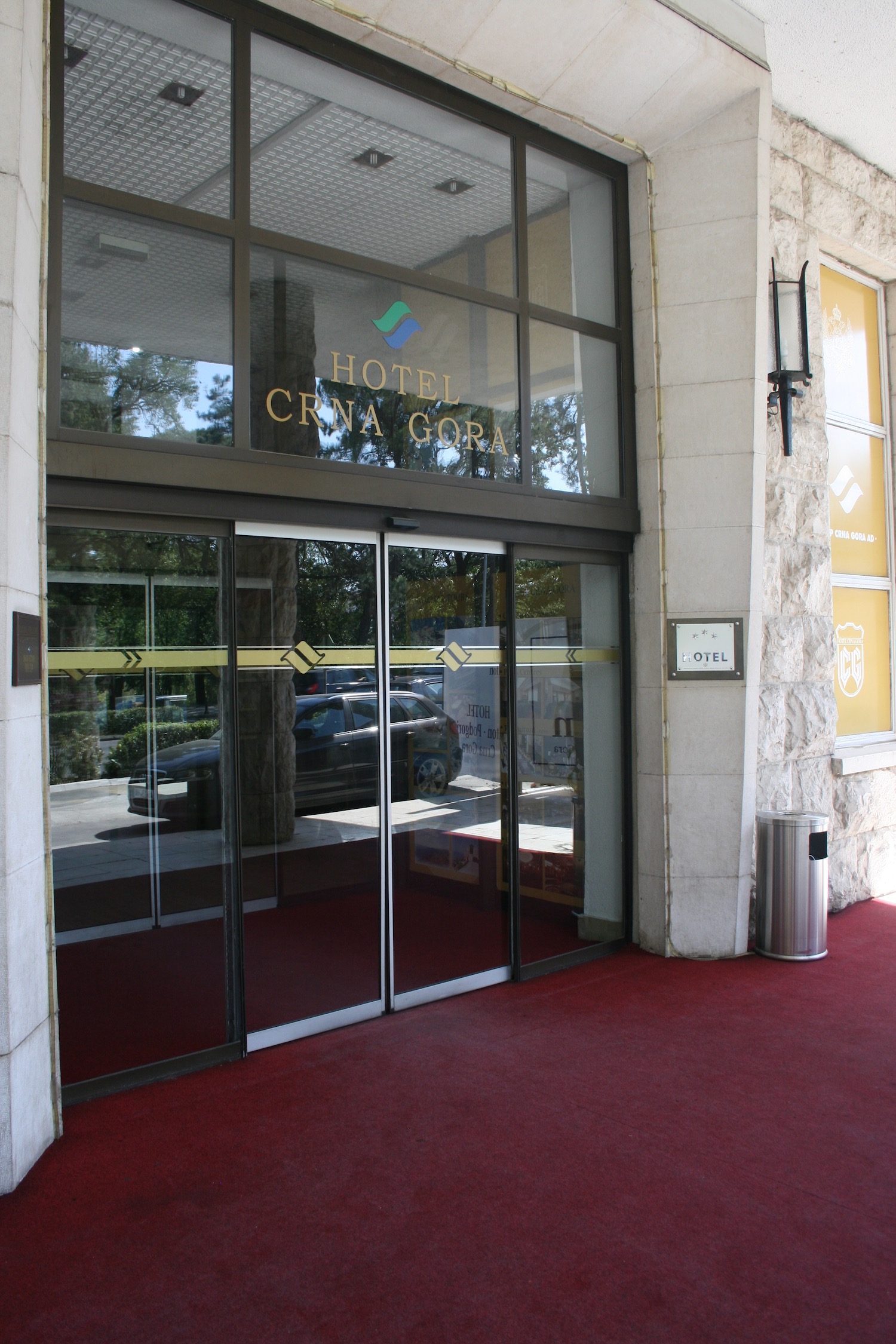 a glass doors on a building