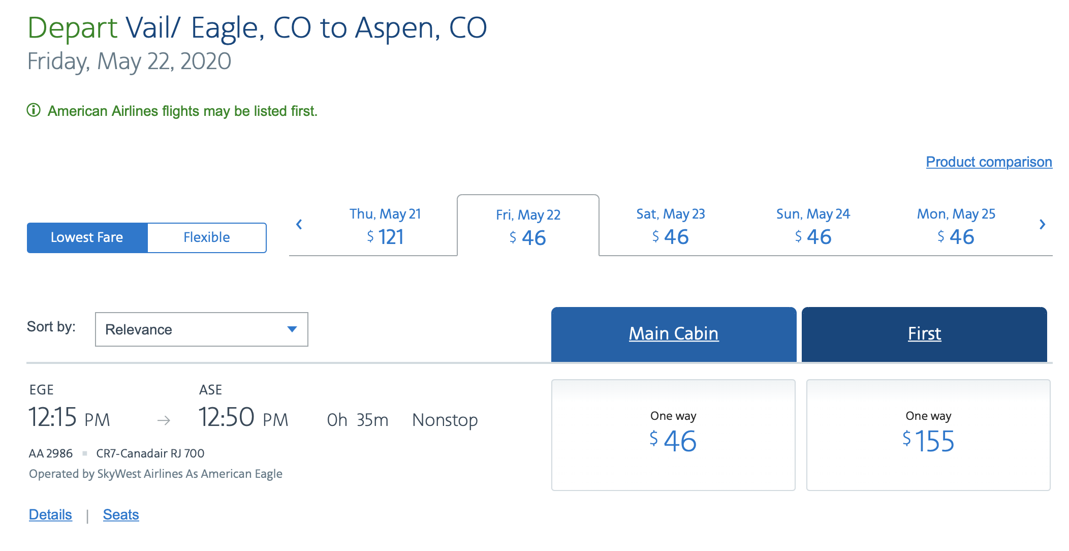 a screenshot of a flight schedule