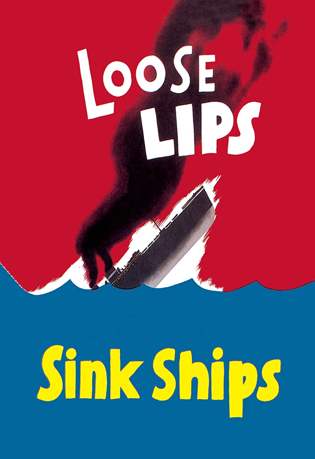 a poster of a ship sinking in the water