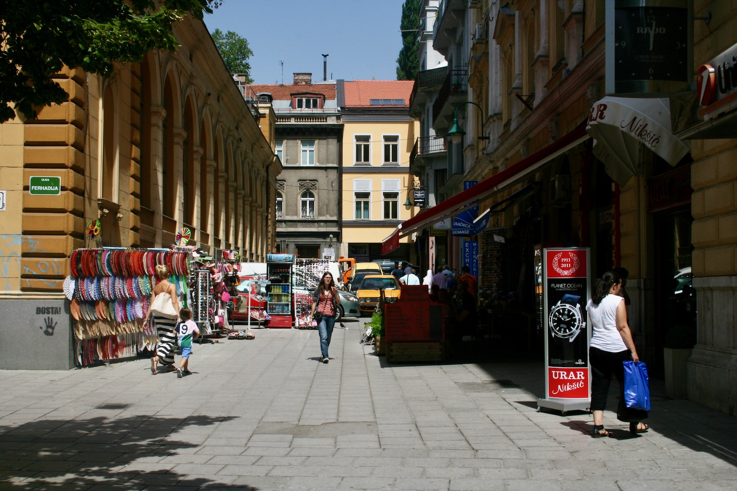 a street with people walking on it