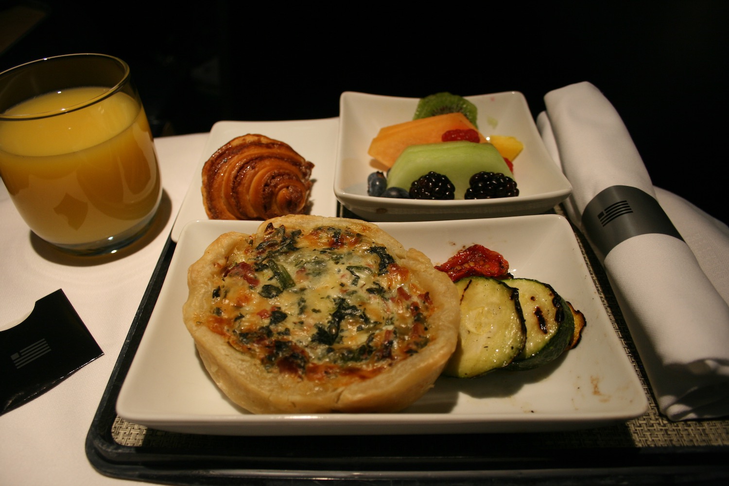 a plate of food on a tray