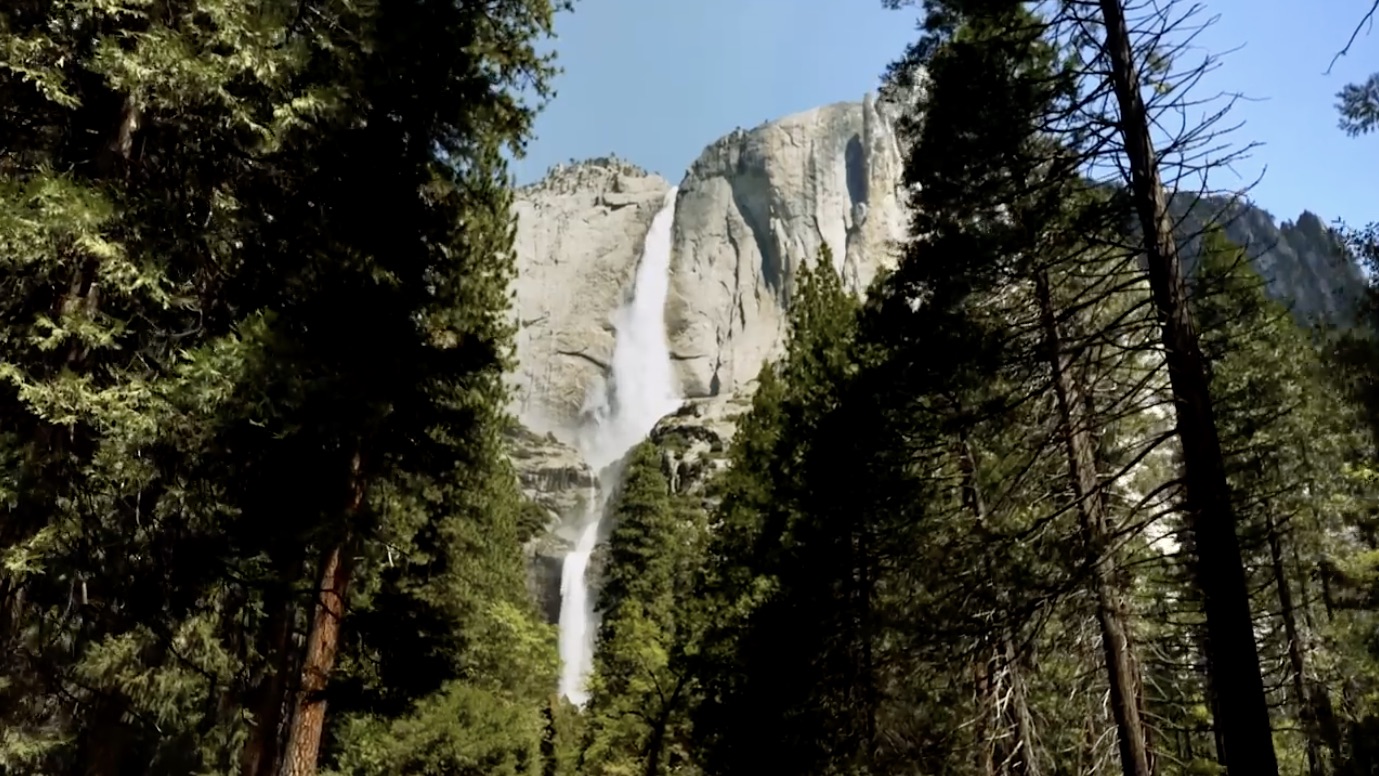 a waterfall in the forest