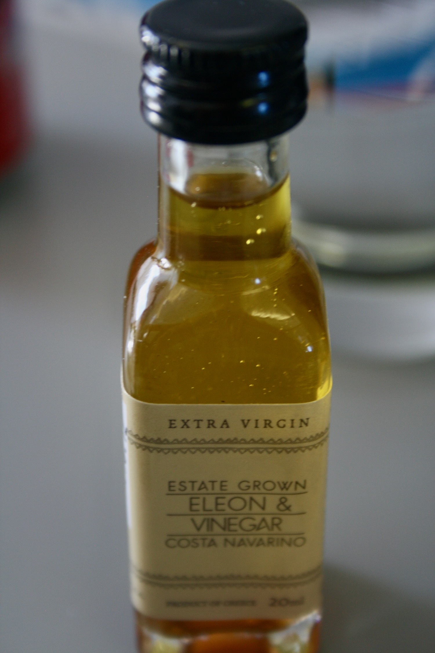 a bottle of oil with a label